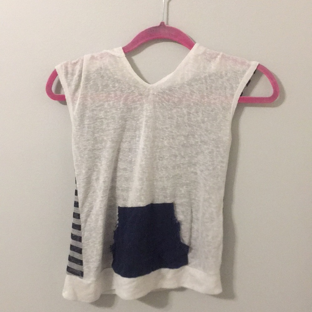 VintageHavana boutique white&blue hooded t-shirt